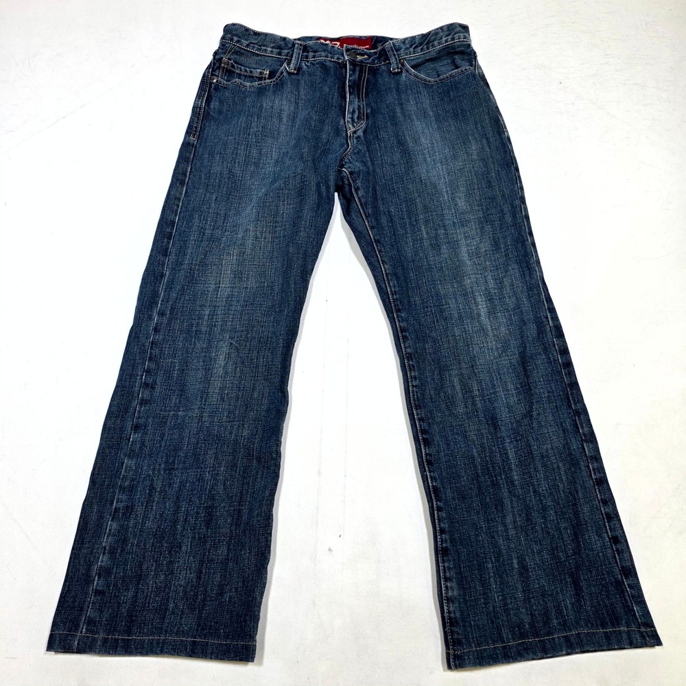 X2 Quality Denim Jeans Mens 33x30 Blue Straight Leg Dark Wash Casual Skater Y2K